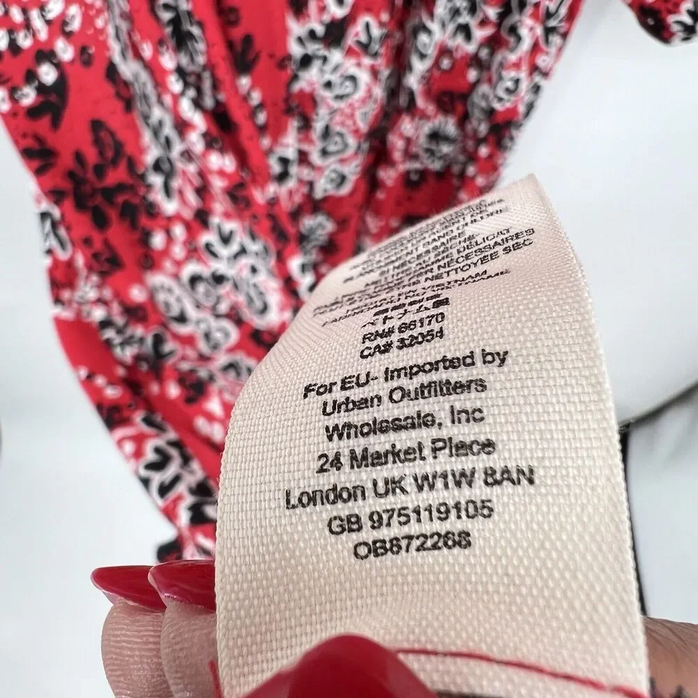 Free People Tough Love Maxi Shirtdress In Red Women’s 4 Long Sleeve Floral Boho